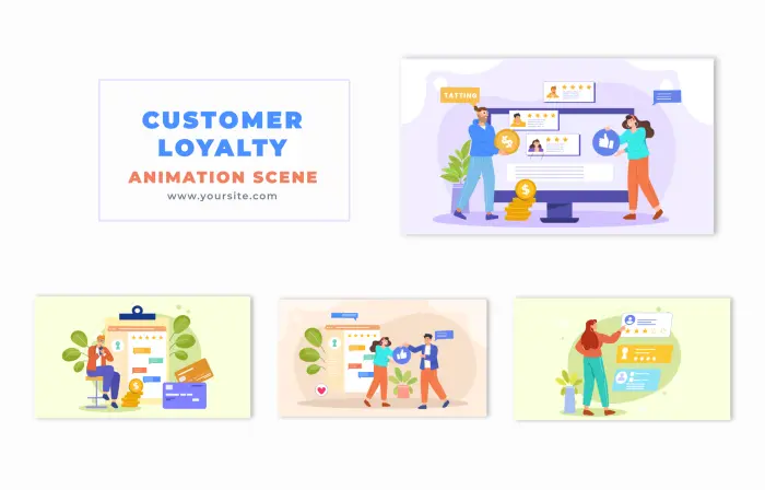 Customer Loyalty Concept Flat 2D Character Animation Scene